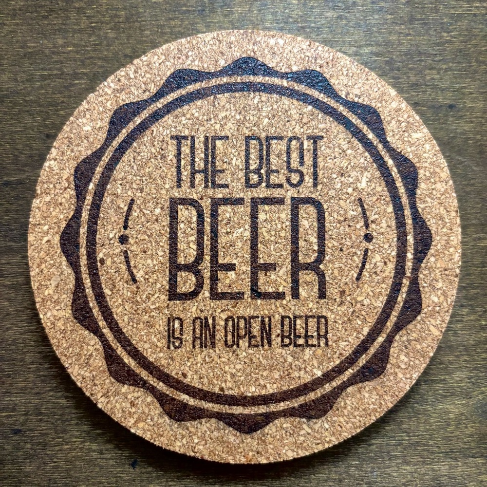Beer Quote Laser Engraved Cork Coaster #3